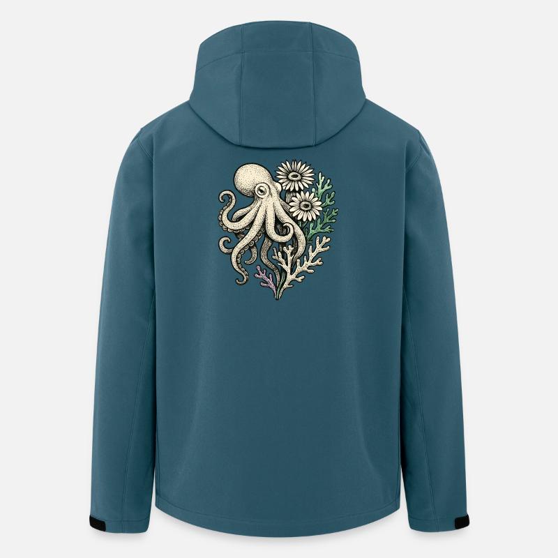 Oktopus mit Korallenblüten - Recycelte Männer Softshell-Jacke von Stanley/Stella - Dunkles Petrol