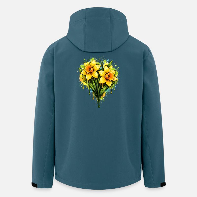 Jonquilles dans le style graffiti - Veste softshell homme en polyester recyclé Stanley/Stella - bleu pétrole foncé