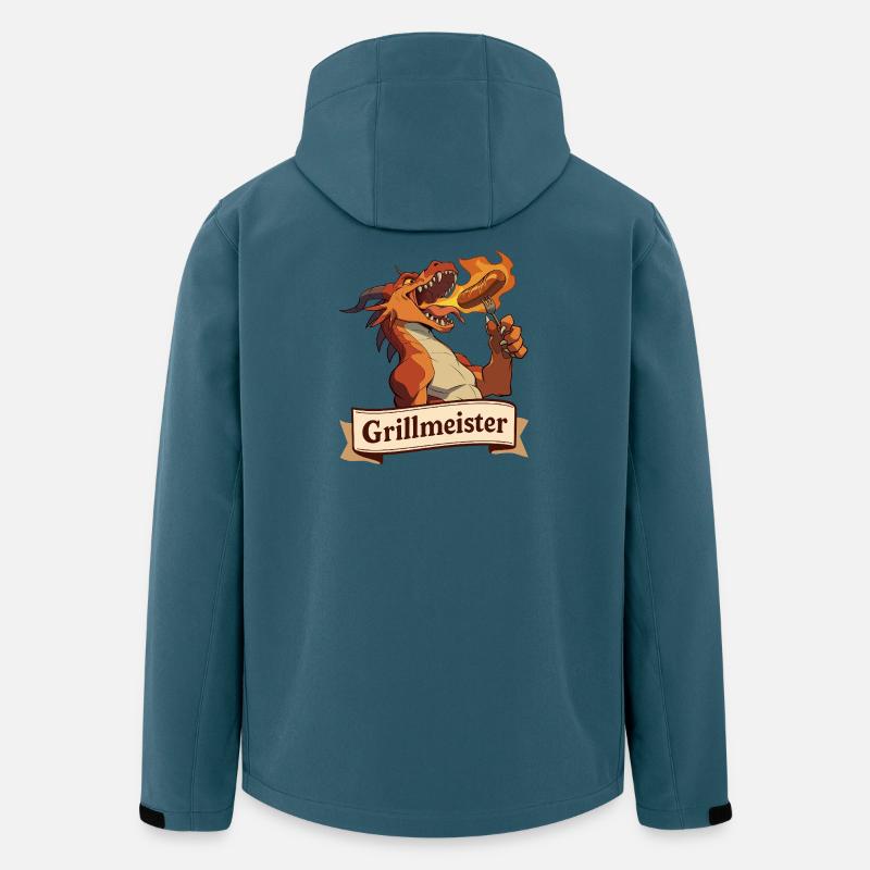 Grillmeister Drache mit Feuerwurst - Recycelte Männer Softshell-Jacke von Stanley/Stella - Dunkles Petrol