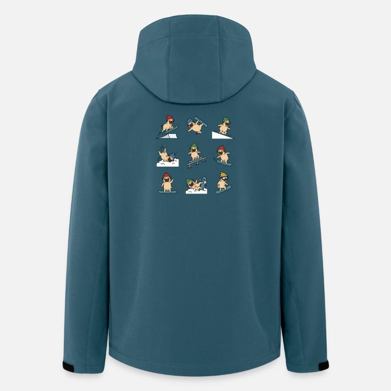 Snowboard Mops Lustiger Winterhund Spaß - Recycelte Männer Softshell-Jacke von Stanley/Stella - Dunkles Petrol