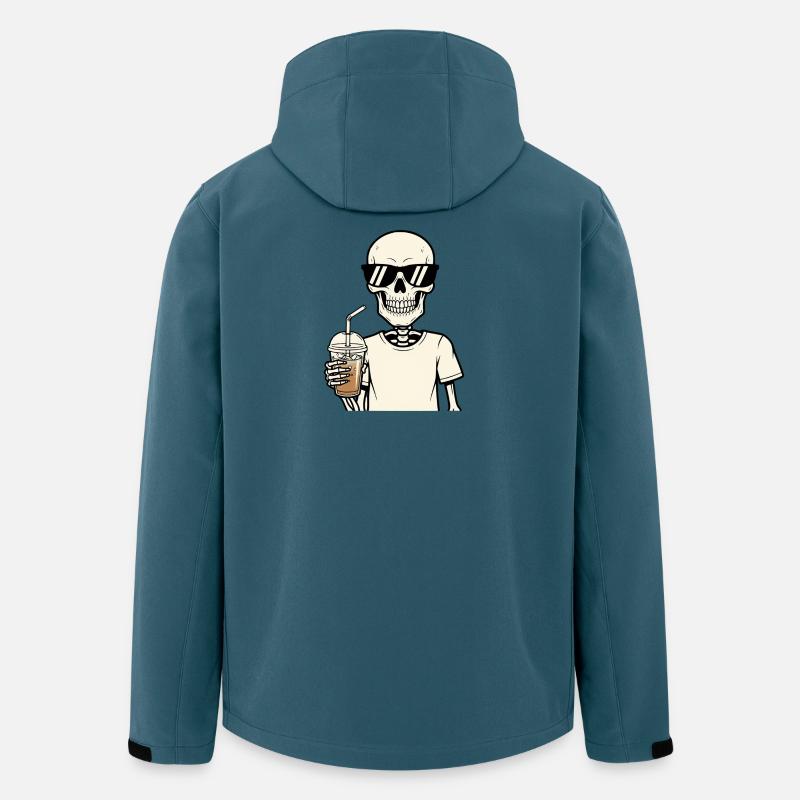 Eiskaffee Skelett Sonnenbrille Kaffeejunkie - Recycelte Männer Softshell-Jacke von Stanley/Stella - Dunkles Petrol