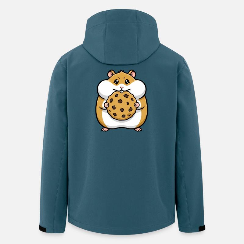 Dessin animé Hamster avec Cookie - Veste softshell homme en polyester recyclé Stanley/Stella - bleu pétrole foncé