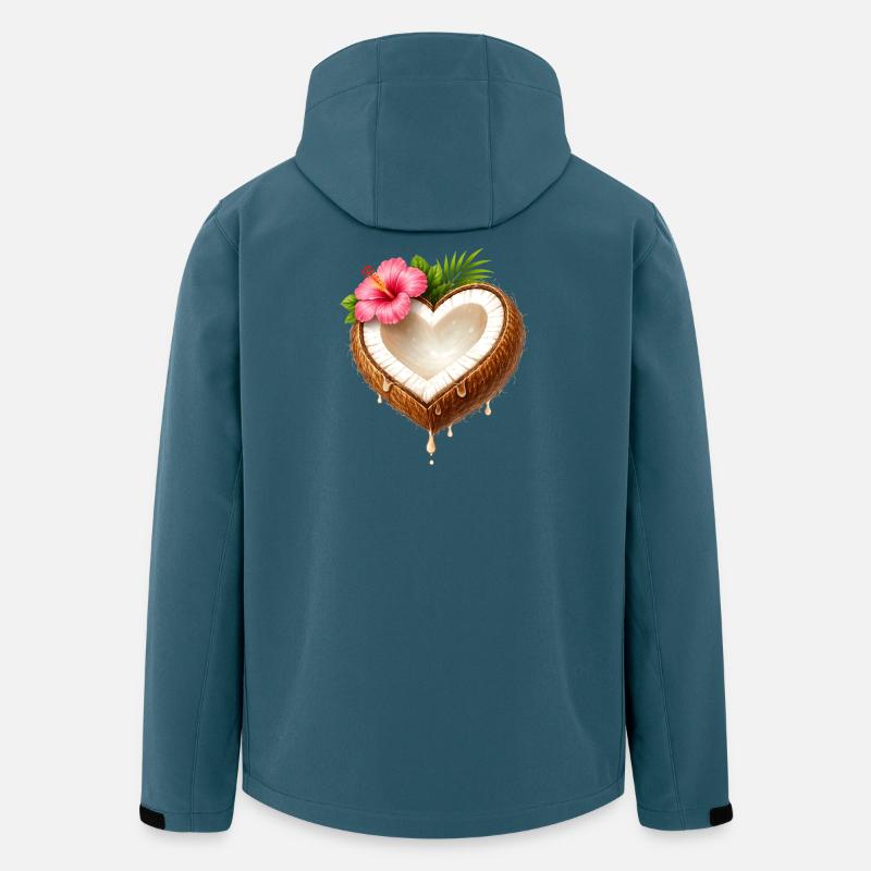 Kokosnuss in Herzform Illustration - Recycelte Männer Softshell-Jacke von Stanley/Stella - Dunkles Petrol