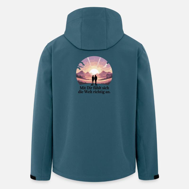 Avec toi, le monde semble juste - Veste softshell homme en polyester recyclé Stanley/Stella - bleu pétrole foncé
