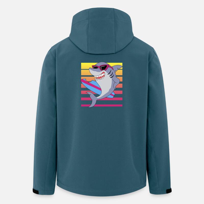 Retro Surfing Shark With Sunglasses Graphic - Men’s Recycled Softshell Jacket by Stanley/Stella - stargazer