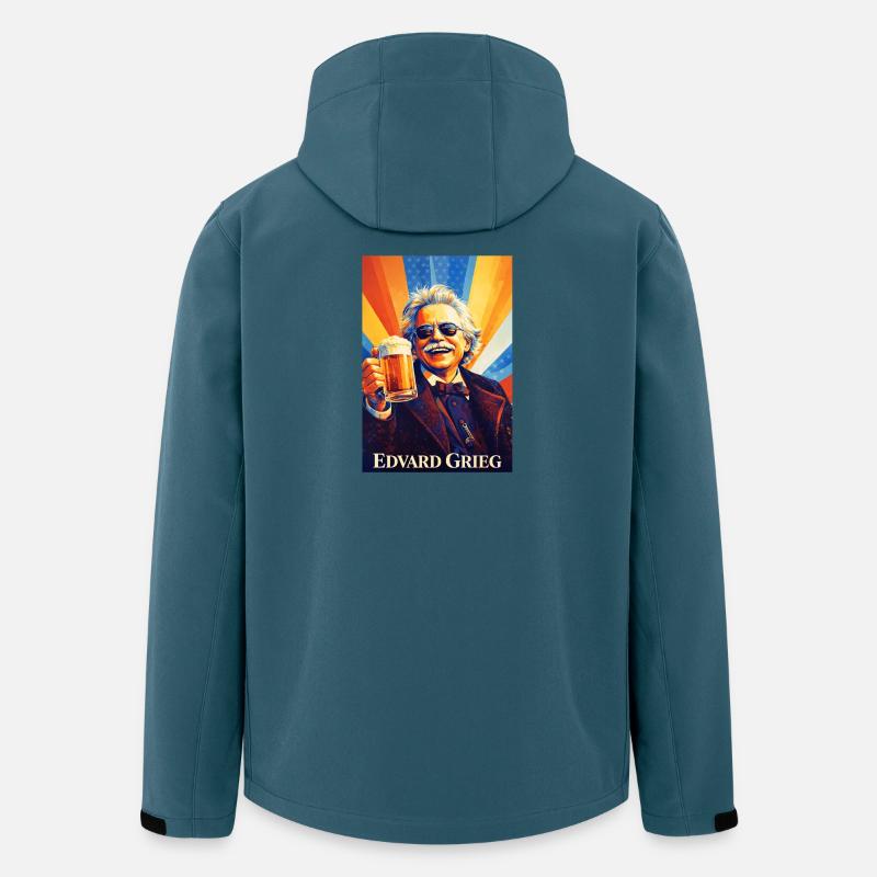 Compositeur rétro avec verre à bière - Veste softshell homme en polyester recyclé Stanley/Stella - bleu pétrole foncé