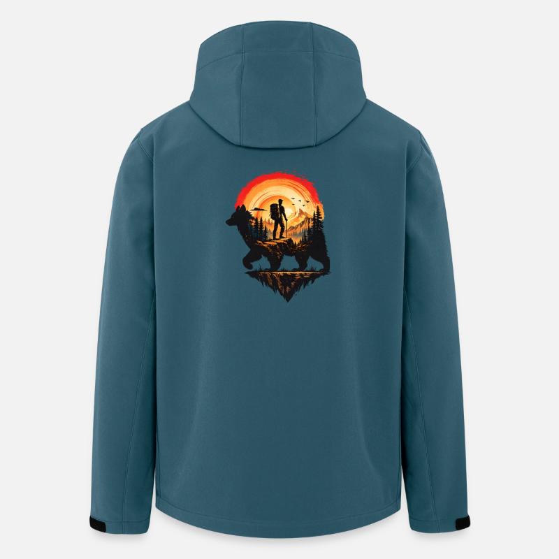 Hiker and Bear at Sunset - Men’s Recycled Softshell Jacket by Stanley/Stella - stargazer
