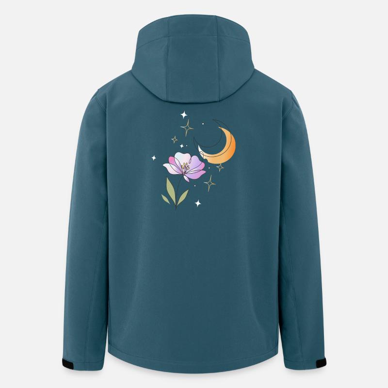 Flower with Moon Line Art Illustration - Men’s Recycled Softshell Jacket by Stanley/Stella - stargazer