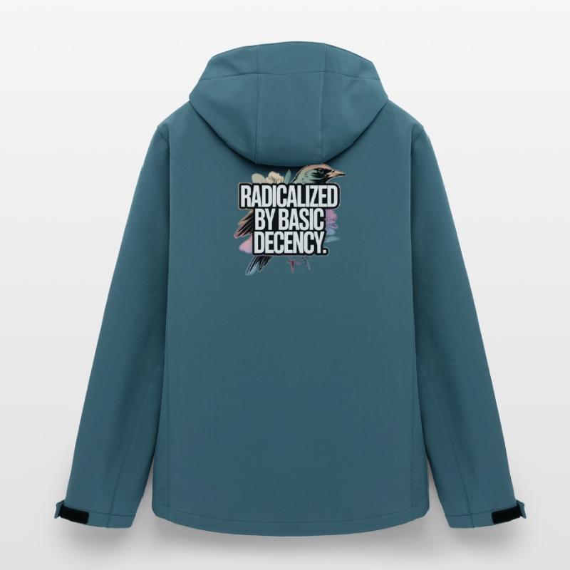 Radicalized by Basic Decency Statement Men’s Recycled Softshell Jacket Discoverer by Stanley/Stella