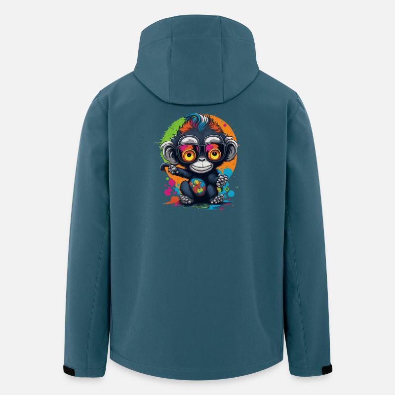 Neon Brillenaffe Splash - Affe - Äffchen - Recycelte Männer Softshell-Jacke von Stanley/Stella - Dunkles Petrol