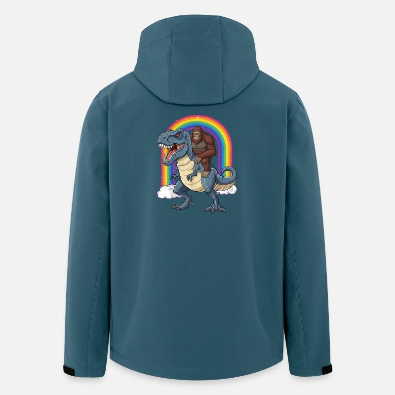 Bigfoot Riding T-Rex Dinosaur Rainbow - Men’s Recycled Softshell Jacket by Stanley/Stella - stargazer