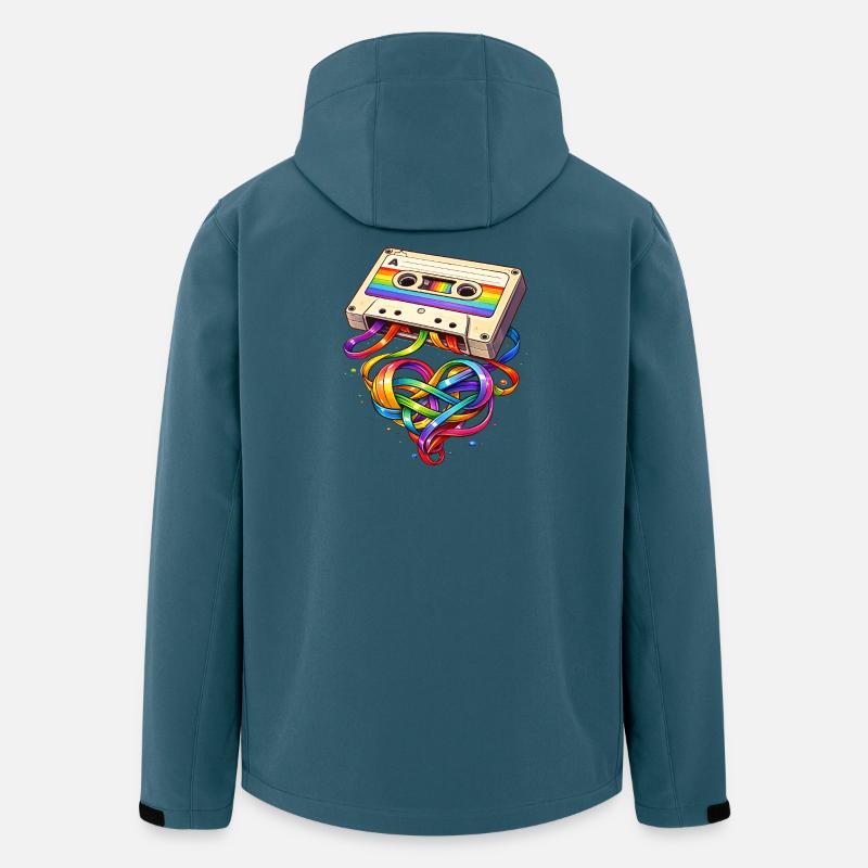Retro Kassette mit Regenbogen Herzband - Recycelte Männer Softshell-Jacke von Stanley/Stella - Dunkles Petrol
