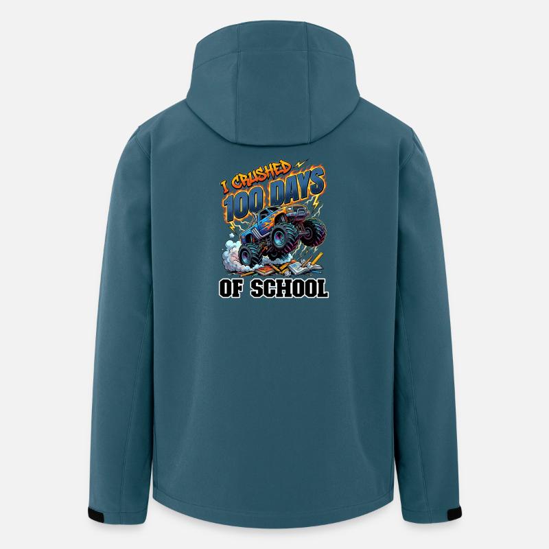 Jeg knuste 100 dager med skole – Monstertruck - Softshelljakke herre i resirkulert polyester Stanley/Stella - mørk petroleum