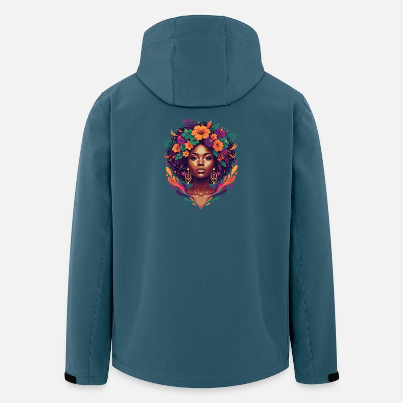 Floral Afro Königin - Recycelte Männer Softshell-Jacke von Stanley/Stella - Dunkles Petrol