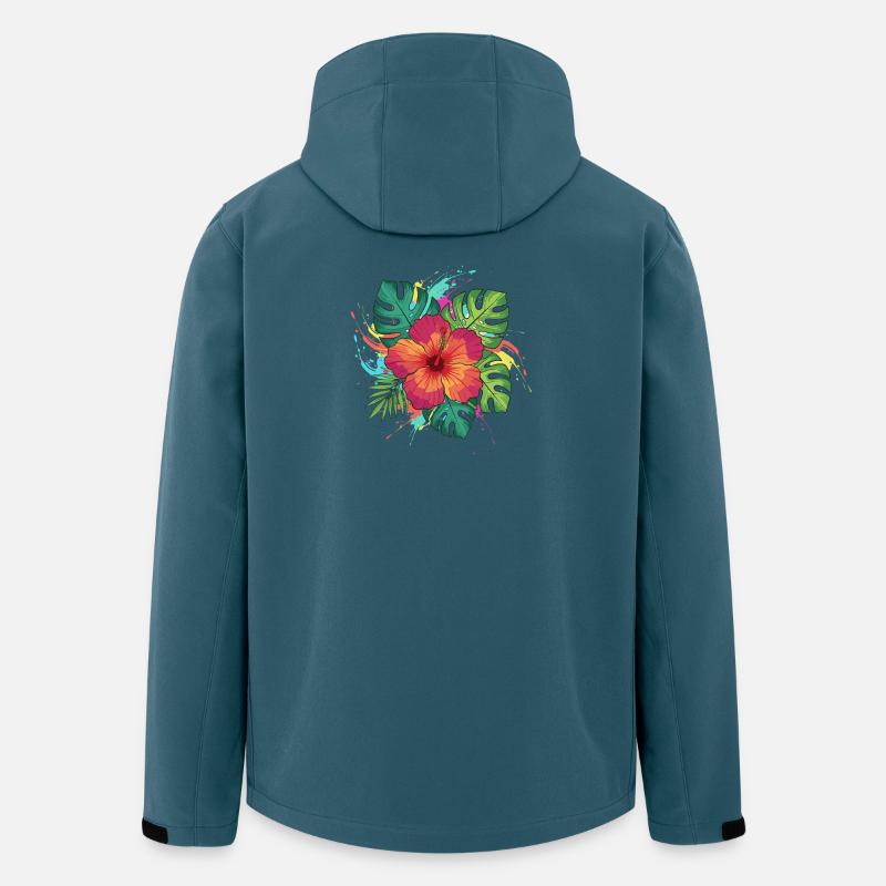 Tropischer Hibiskus Splash - Recycelte Männer Softshell-Jacke von Stanley/Stella - Dunkles Petrol