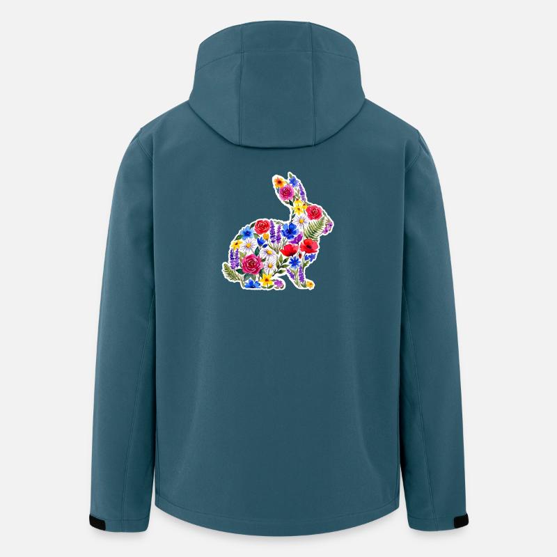 Hase Silhouette Blumen Bunt - Recycelte Männer Softshell-Jacke von Stanley/Stella - Dunkles Petrol
