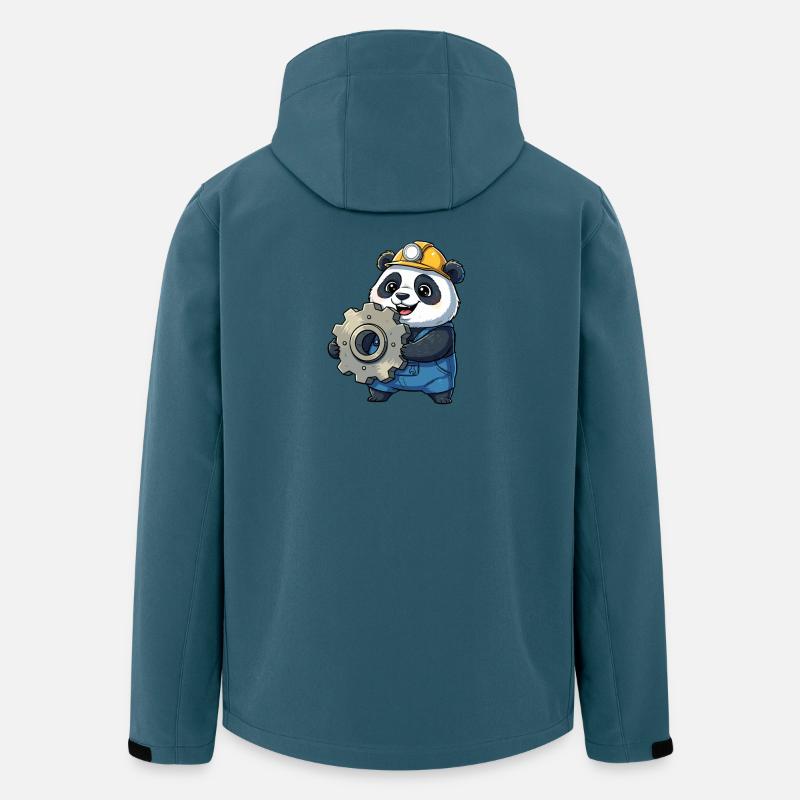 Panda Construction Worker with Gear - Men’s Recycled Softshell Jacket by Stanley/Stella - stargazer