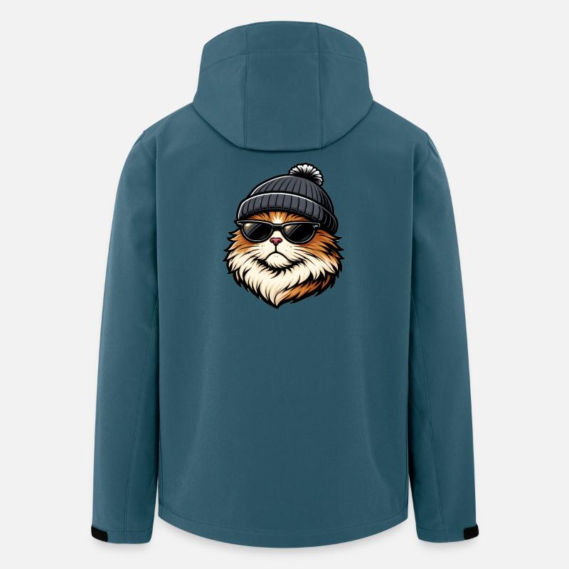 Katzencoolness mit Mütze & Sonnenbrille - Recycelte Männer Softshell-Jacke von Stanley/Stella - Dunkles Petrol