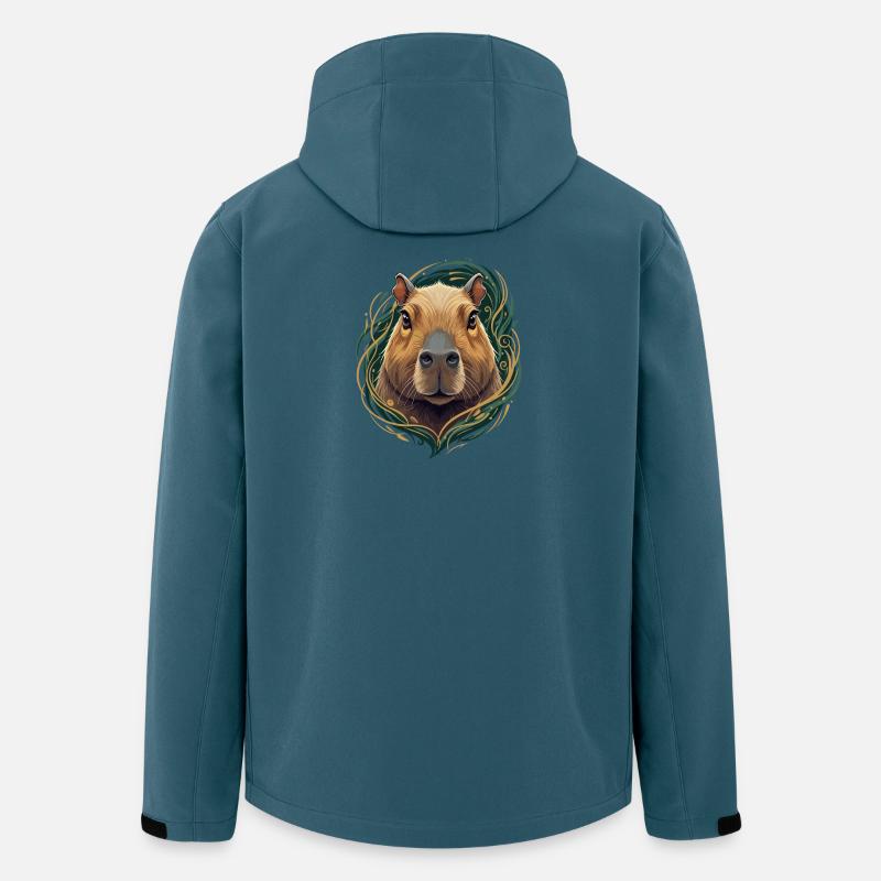 Capybara im Ornamentrahmen - Recycelte Männer Softshell-Jacke von Stanley/Stella - Dunkles Petrol