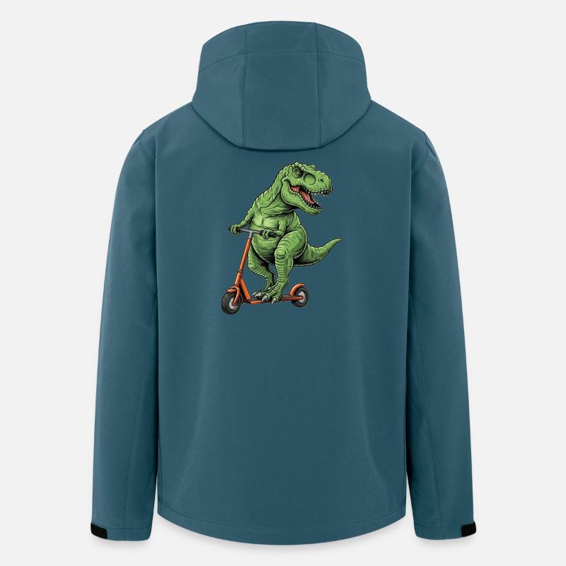 Dinosaurier-Roller T-Rex auf Scooter-Geschenken - Recycelte Männer Softshell-Jacke von Stanley/Stella - Dunkles Petrol