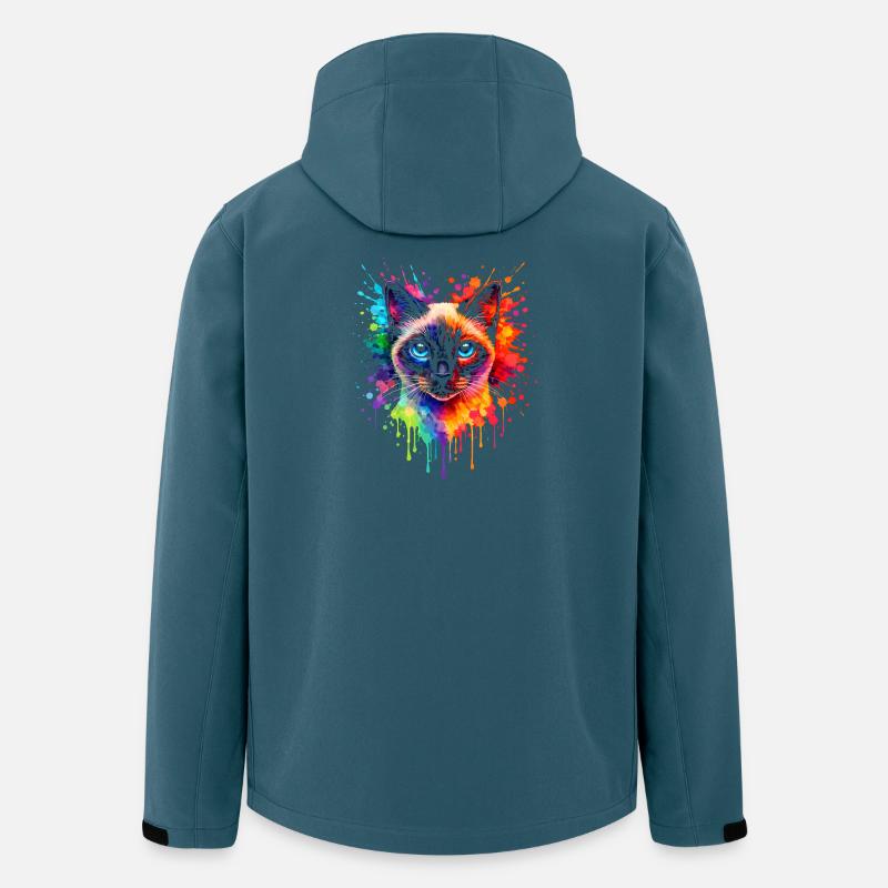 Siamkatze Neon | Katzenkunst Pop Art - Recycelte Männer Softshell-Jacke von Stanley/Stella - Dunkles Petrol