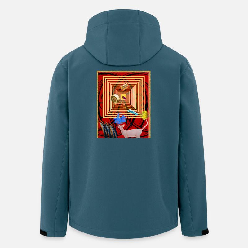 Retro-geometrische Collage-Wandkunst - Recycelte Männer Softshell-Jacke von Stanley/Stella - Dunkles Petrol