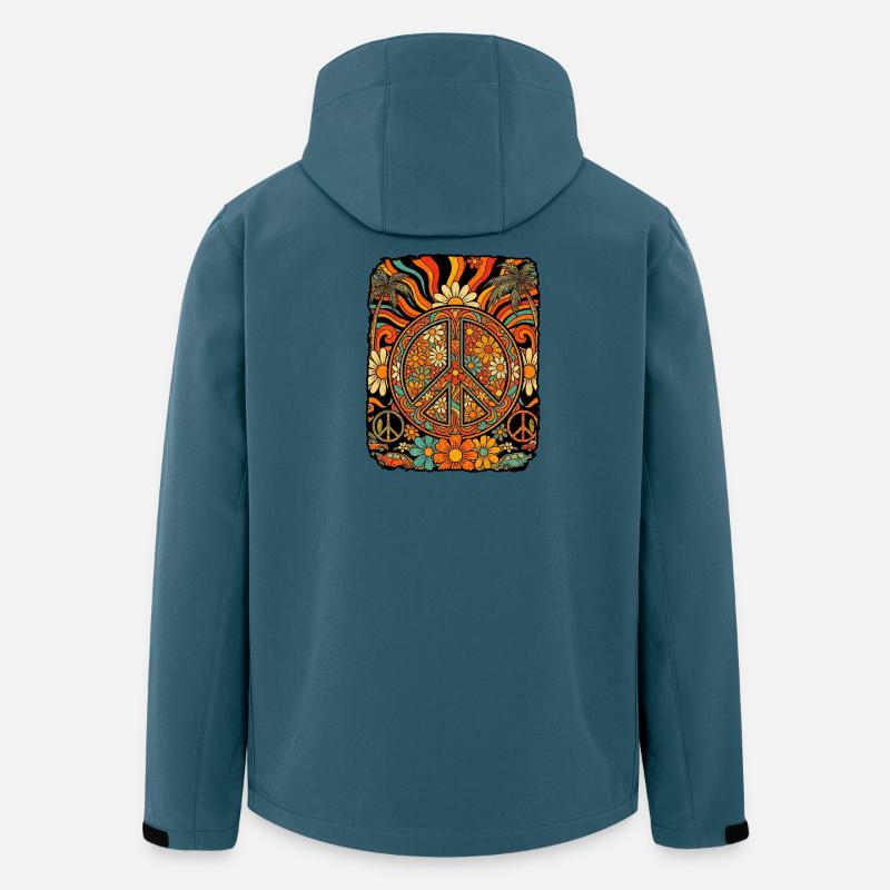 Peace Love Flowers - Recycelte Männer Softshell-Jacke von Stanley/Stella - Dunkles Petrol