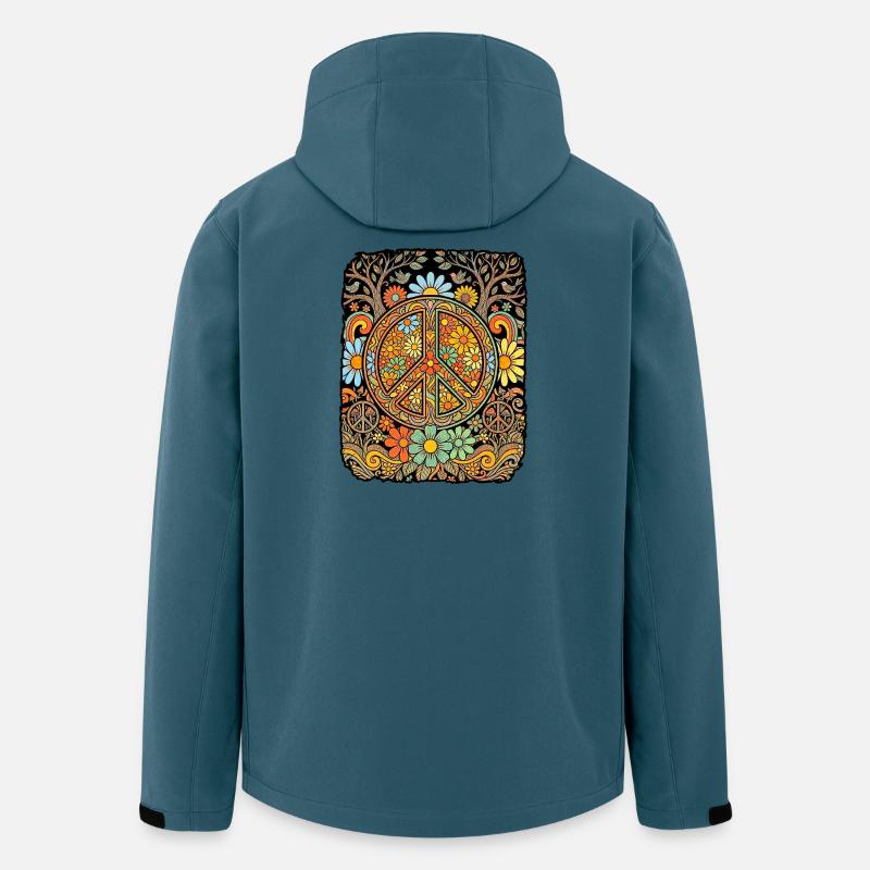 Peace Hippie Blumen - Recycelte Männer Softshell-Jacke von Stanley/Stella - Dunkles Petrol