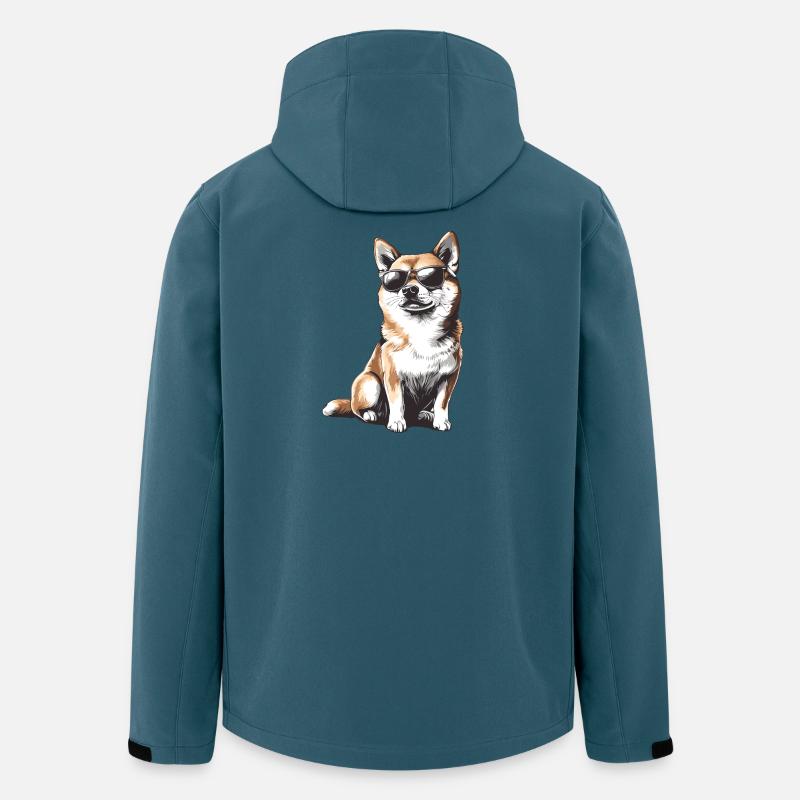 Shiba mit Sonnenbrille - Recycelte Männer Softshell-Jacke von Stanley/Stella - Dunkles Petrol