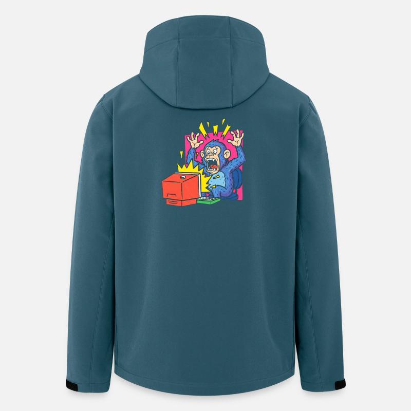 Affen-Alarm am Computer - Recycelte Männer Softshell-Jacke von Stanley/Stella - Dunkles Petrol