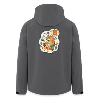 Katzenkino Popcorn Spaß - Recycelte Männer Softshell-Jacke von Stanley/Stella - Dunkles Petrol - Hinten - AI Model Male 185 light (185cm)