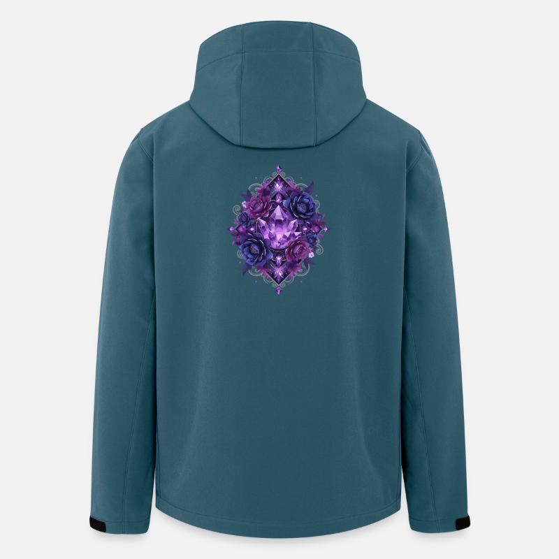 Mandala des Fleurs de Cristal Violet - Veste softshell homme en polyester recyclé Stanley/Stella - bleu pétrole foncé