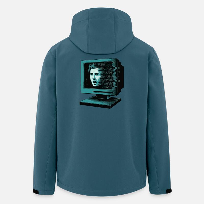 Retro-Computer Schrecken-  Retroglitch KI - Recycelte Männer Softshell-Jacke von Stanley/Stella - Dunkles Petrol