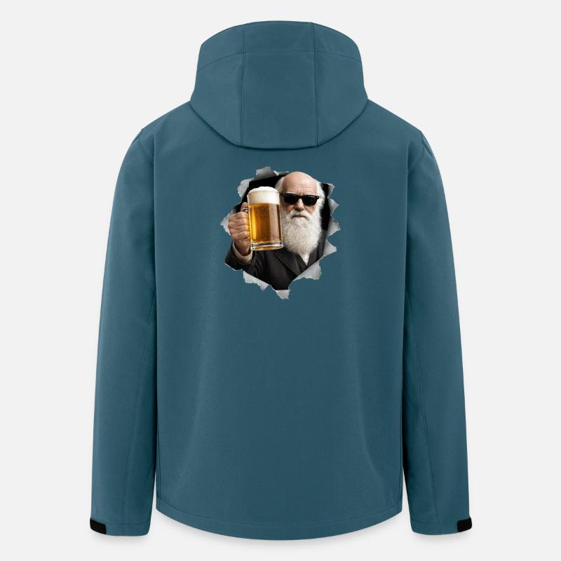 Charles Darwin hält ein Bier - Recycelte Männer Softshell-Jacke von Stanley/Stella - Dunkles Petrol