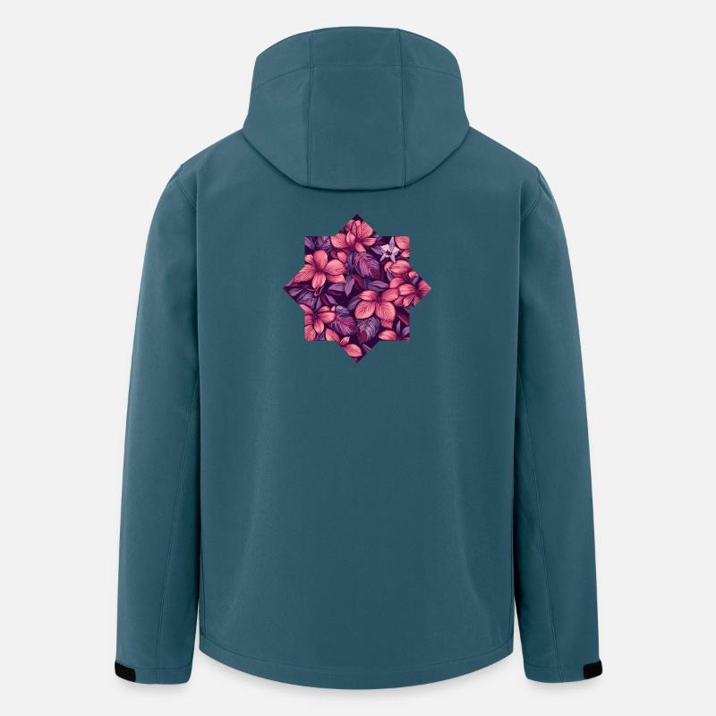 Pink tropisches Blütenmuster - Recycelte Männer Softshell-Jacke von Stanley/Stella - Dunkles Petrol