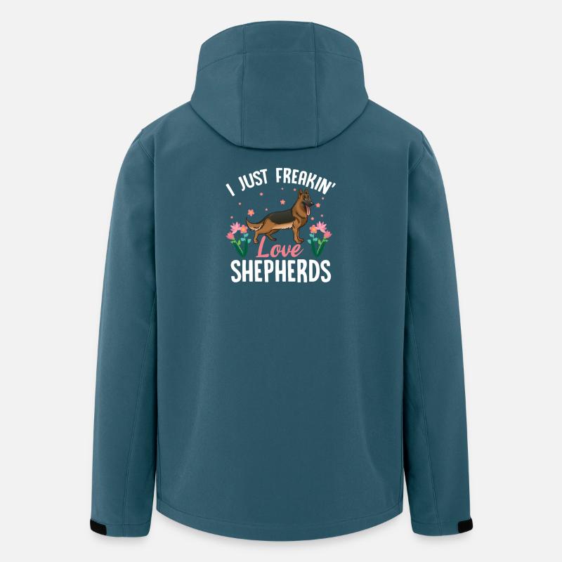 Liebe Schäferhunde mit Blumenmotiv - Recycelte Männer Softshell-Jacke von Stanley/Stella - Dunkles Petrol