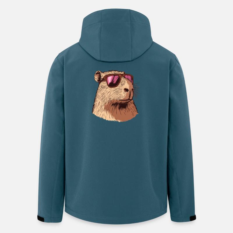 Capybara mit Pinker Sonnenbrille - Recycelte Männer Softshell-Jacke von Stanley/Stella - Dunkles Petrol