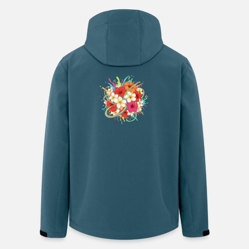Mélange tropical d’hibiscus et de plumeria - Veste softshell homme en polyester recyclé Stanley/Stella - bleu pétrole foncé