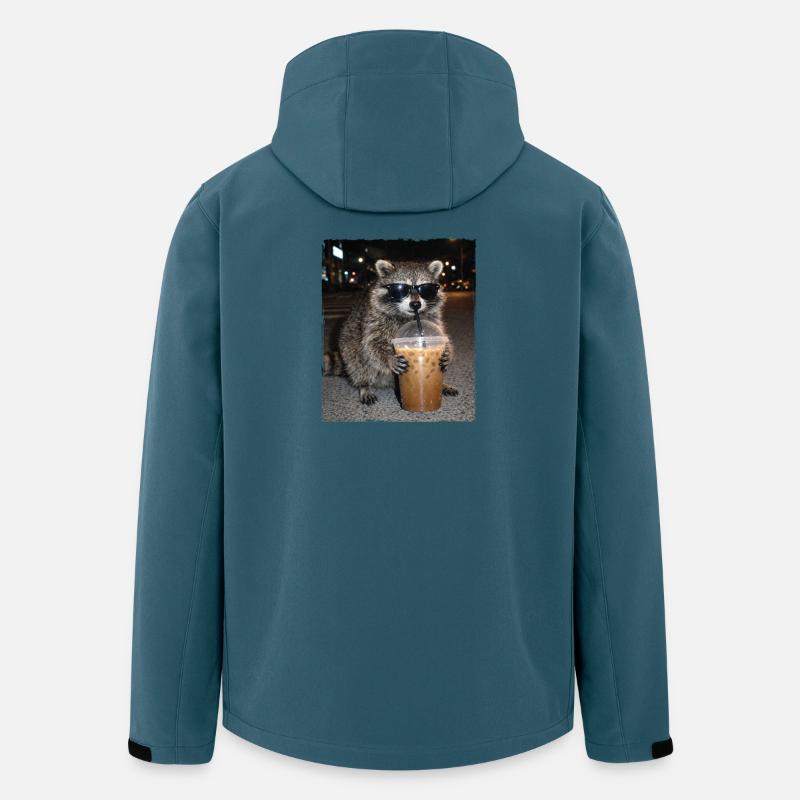 Waschbär-Eiskaffee-Chaos Koffein-Meme-Humor - Recycelte Männer Softshell-Jacke von Stanley/Stella - Dunkles Petrol