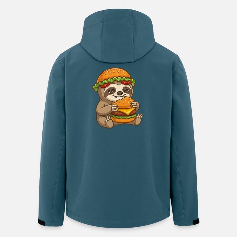 Faultier mit Burger Cartoon - Recycelte Männer Softshell-Jacke von Stanley/Stella - Dunkles Petrol