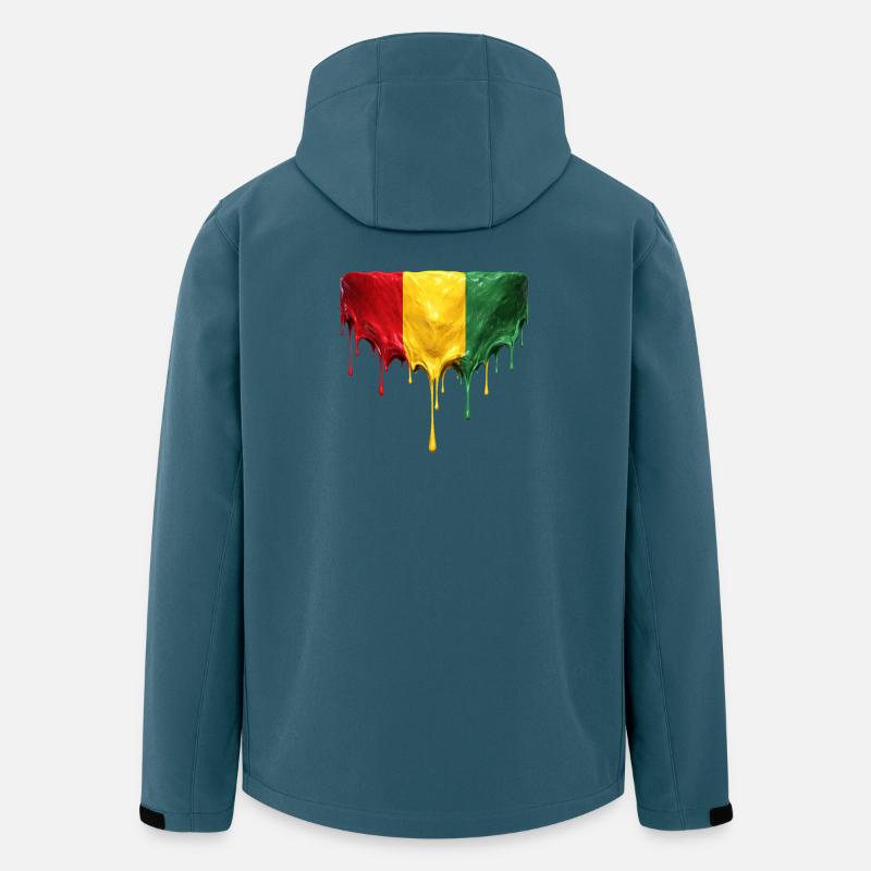 Guinea-flaget i Drop Art - Stanley/Stella herre softshelljakke i genanvendt polyester - mørk petrol