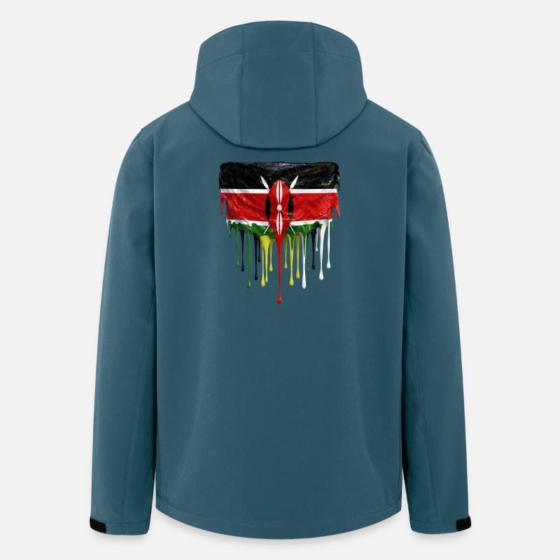 Kenya-flaget i Drop Art - Stanley/Stella herre softshelljakke i genanvendt polyester - mørk petrol