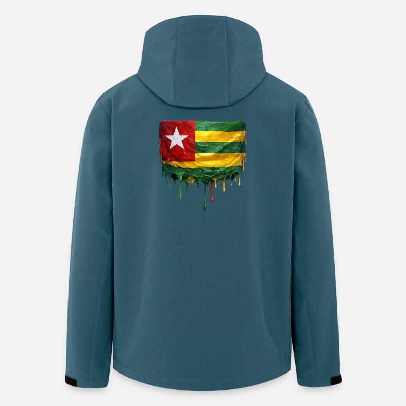 Togo Flagge Tropfenkunst - Recycelte Männer Softshell-Jacke von Stanley/Stella - Dunkles Petrol