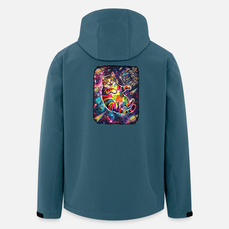 Lustige Katze Weltraum - Recycelte Männer Softshell-Jacke von Stanley/Stella - Dunkles Petrol