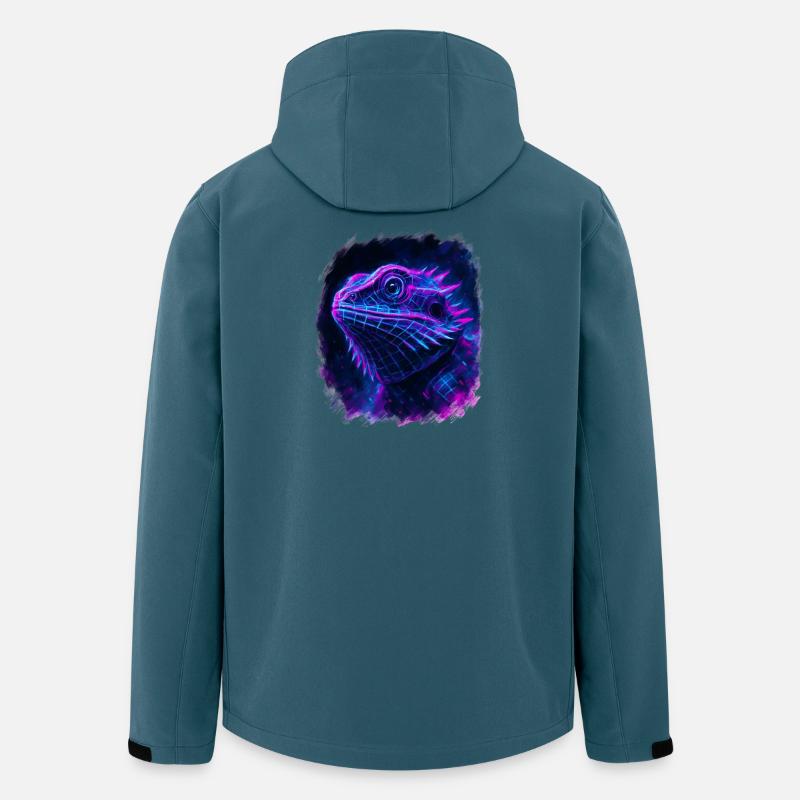 Bearded Dragon Cyberpunk Neon Synthwave - Recycelte Männer Softshell-Jacke von Stanley/Stella - Dunkles Petrol