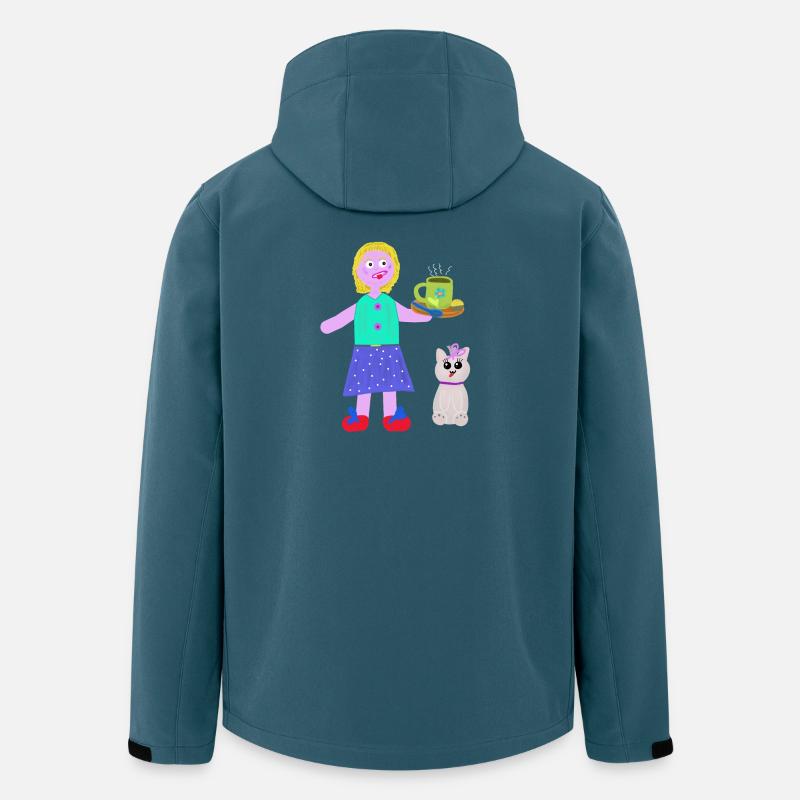 Fille joyeuse Café Praliné Chat - Veste softshell homme en polyester recyclé Stanley/Stella - bleu pétrole foncé