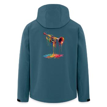 Trumpet mit tropfender Farbe - Recycelte Männer Softshell-Jacke von Stanley/Stella - Dunkles Petrol - Hinten - AI Model Male 185 light (185cm)