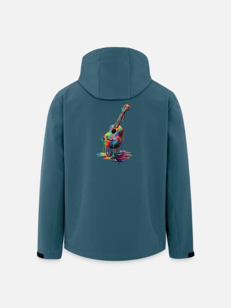 Ukulele med dryppende maling - Stanley/Stella herre softshelljakke i genanvendt polyester - mørk petrol