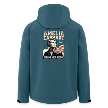 Amelia Earhart – Bring sie nach Hause - Recycelte Männer Softshell-Jacke von Stanley/Stella - Dunkles Petrol - Hinten - AI Model Male 185 light (185cm)