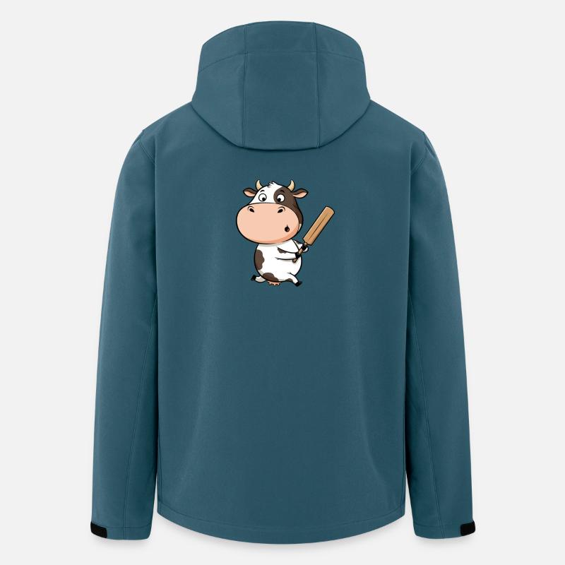 Sjov ko til cricket for børnefans - Stanley/Stella herre softshelljakke i genanvendt polyester - mørk petrol